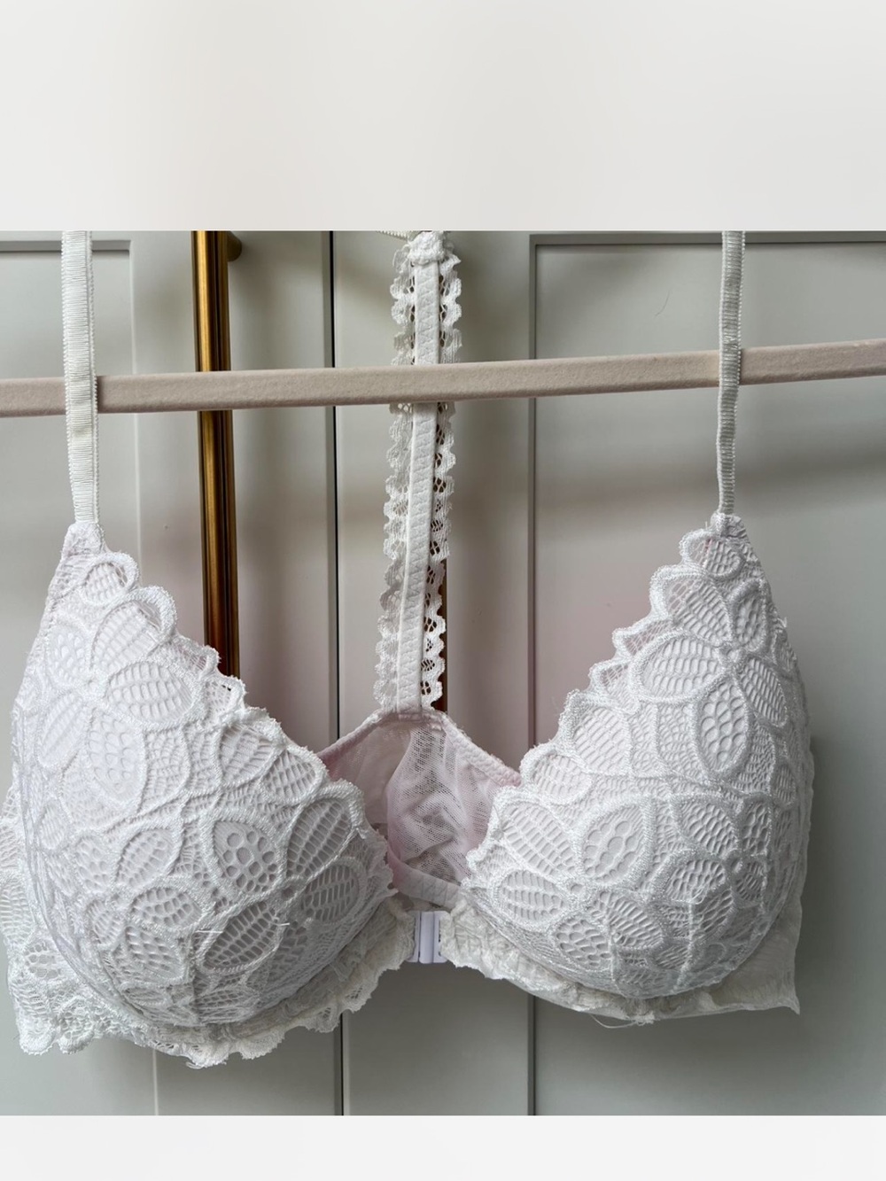 White Lace Racerback Push-Up Bra